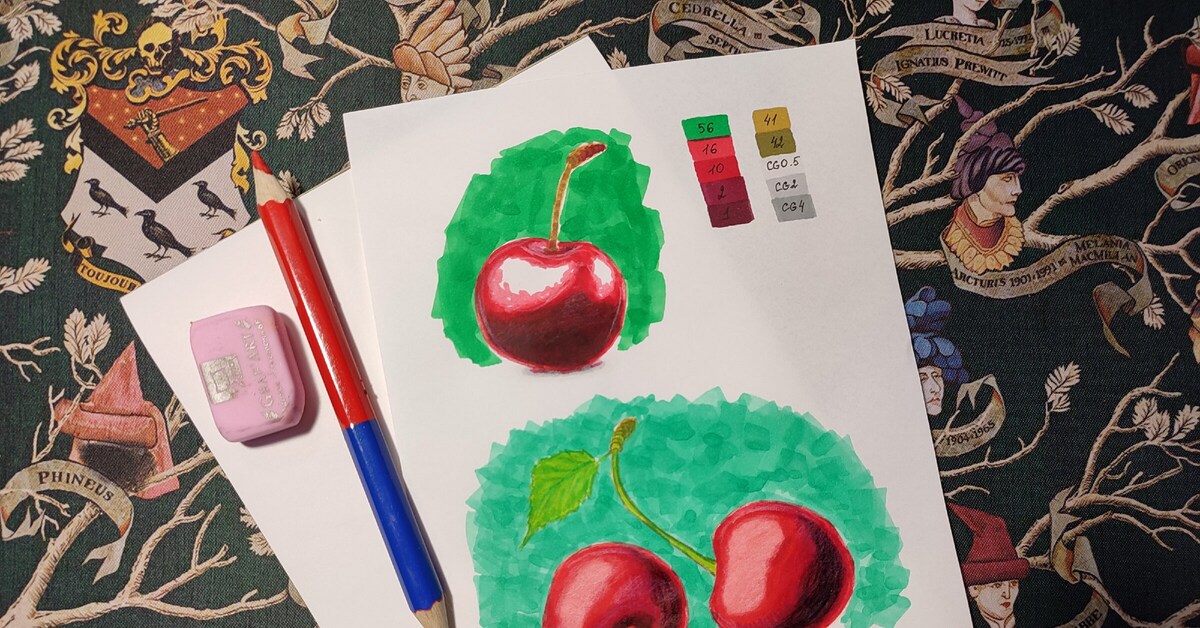 Как рисуется вишня
