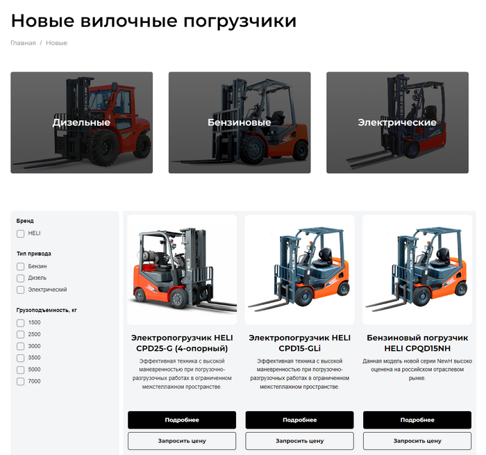Сайт на этапе заполнения товаров