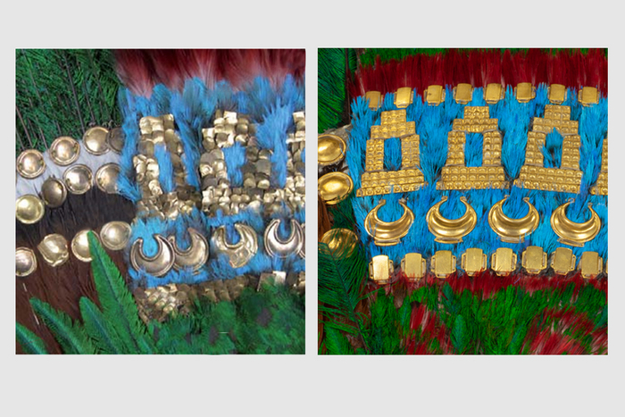 Foto: Moreno Guzm&#xE1;n, Mar&#xED;a Olvido; Olmedo Vera, Bertina, La Reproducci&#xF3;n del Penacho del M&#xE9;xico Antiguo en el Museo Nacional de Antropolog&#xED;a de M&#xE9;xico en: Penacho del M&#xE9;xico Antiguo, CONACULTA, INAH 2012.