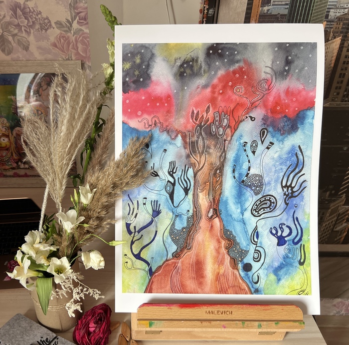 Древо ночи, размер 32х45 см, плотная глянцевая бумага