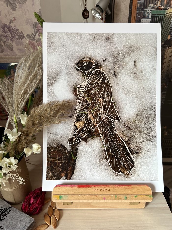 Птица счастья, размер 32х45 см, плотная глянцевая бумага