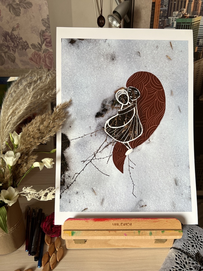 Объятия, размер 32х45 см, плотная глянцевая бумага