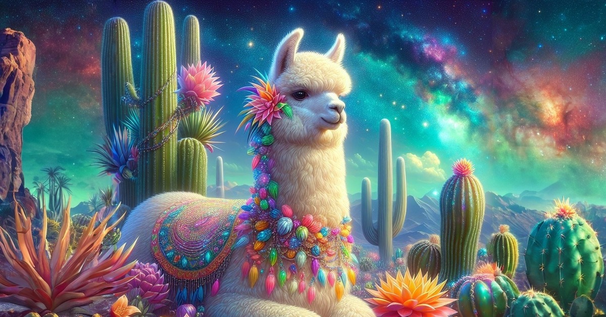 Альпака и кактусы | Пикабу