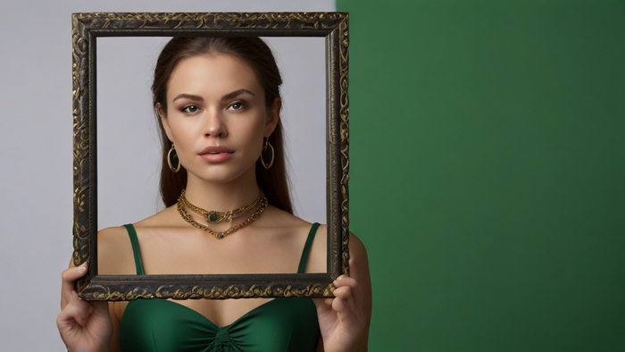 Девушка с рамкой хромакей №8