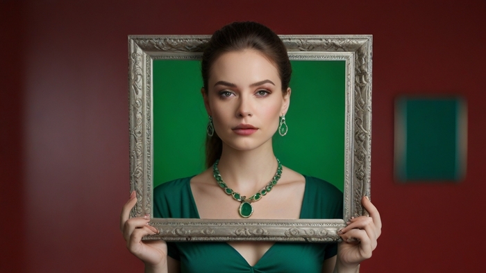 Девушка с рамкой хромакей №12