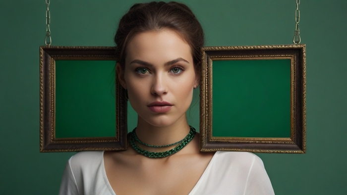 Девушка с рамкой хромакей №13