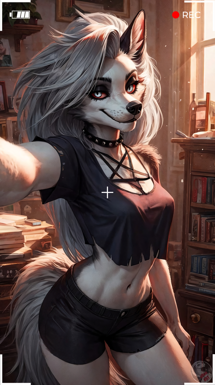     ,  ,  , Stable Diffusion, Furry Art, , , Loona, Loona (Helluva Boss), Furry wolf, , 