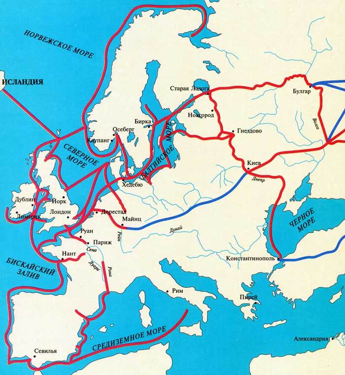 Походы викингов касались почти всего побережья Европы