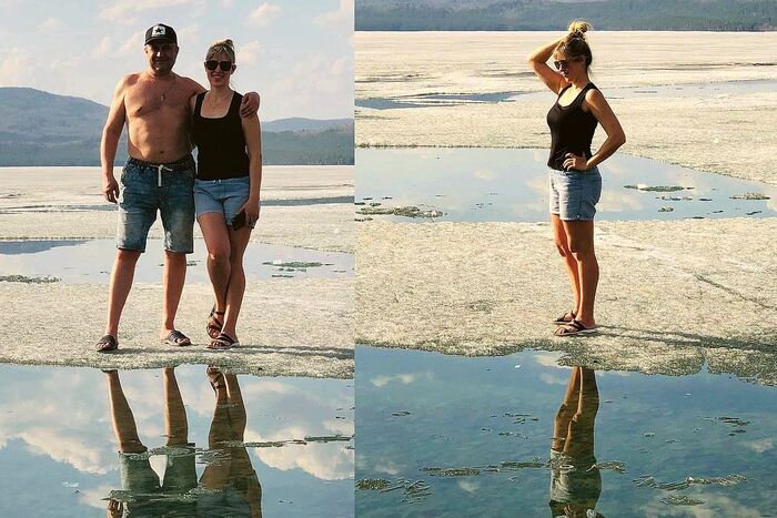 По льду в шлепках