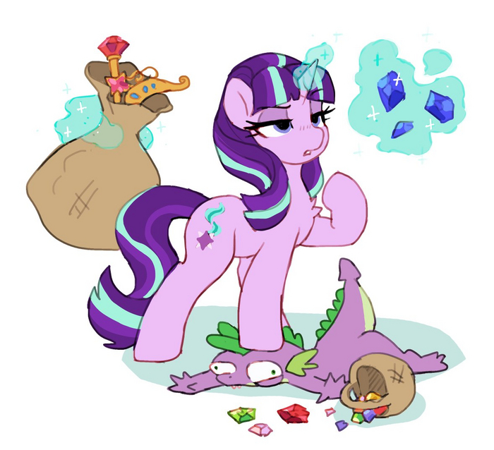 My Little Pony, Ponyart, Starlight Glimmer, Spike, Orchidpony