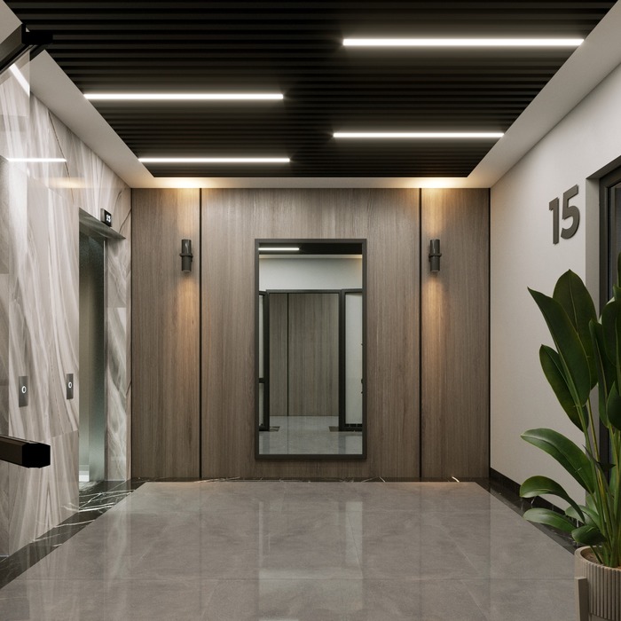 Рендер застройщика - коридоры на этажах