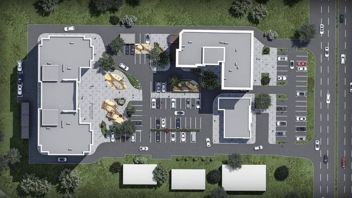 Вид сверху на ЖК "Ботанический" и ЖК "Ботанический-2" (рендер)