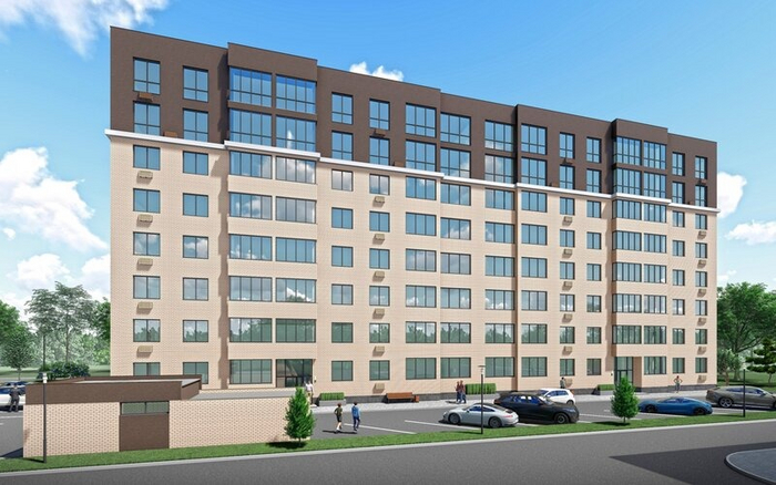 Южная сторона - граничит с 5-ти этажным домом (видовые квартиры, начиная с 6-го этажа)