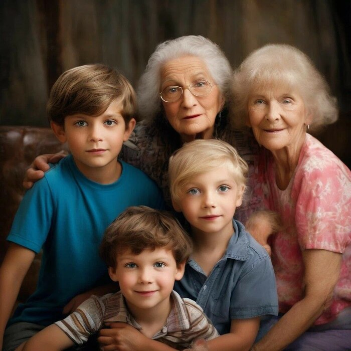 Это Шедеврум так понимает фразу "опоздал с детьми". У двух бабуль блондин родился с хвостом.