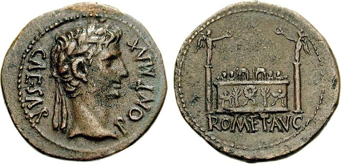 Римские монеты 10—6 гг. до н. э. Отчеканены в Лугдуне.