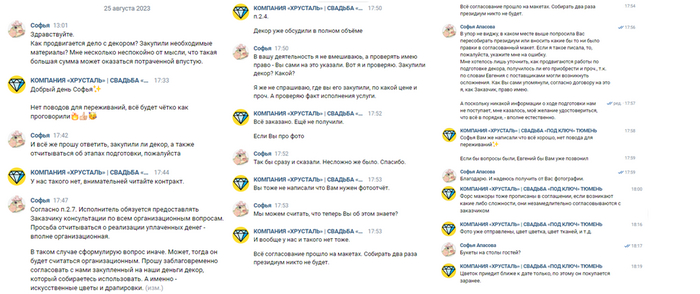 Получить отчёт об этапах подготовки декораций точно так же нельзя.