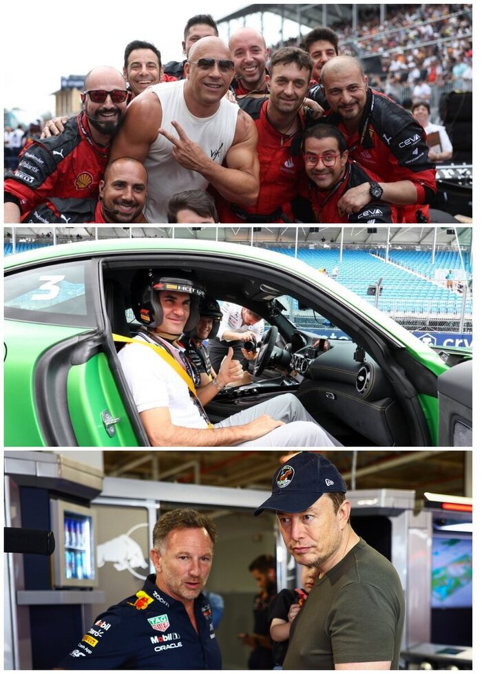 Вин Дизель, Роджер Федерер, Илон Макс гостят во время уик-энда 2023 года