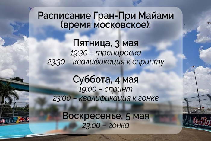 Расписание Гран-При Майами