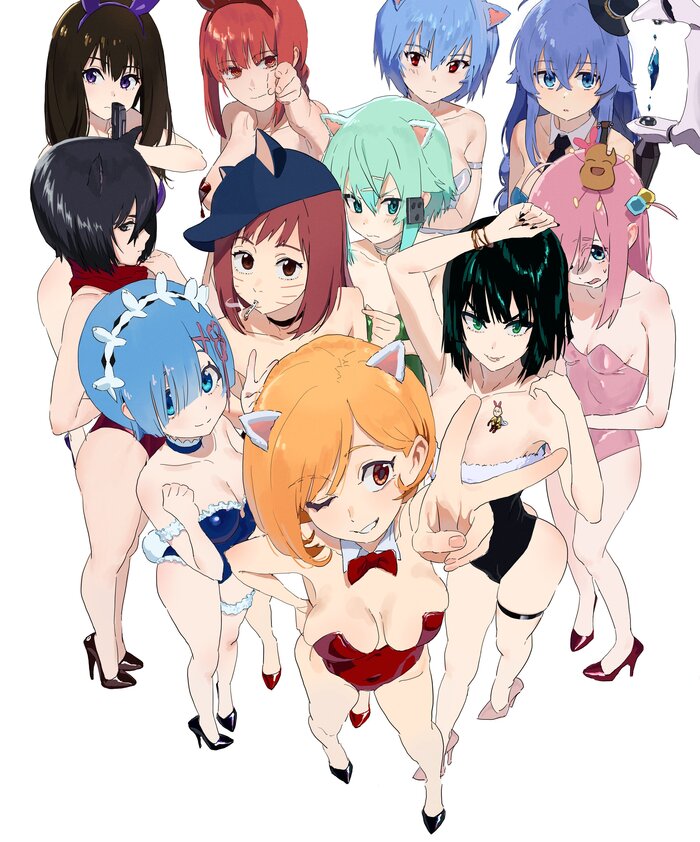  .      , Anime Art, Fubuki, Gotou Hitori, Mikasa Ackerman, Rei Ayanami, Makima, Rem (Re:Zero Kara), Roxy Migurdia, Inoue Takina, Mamimi Samejima, , Bunnysuit