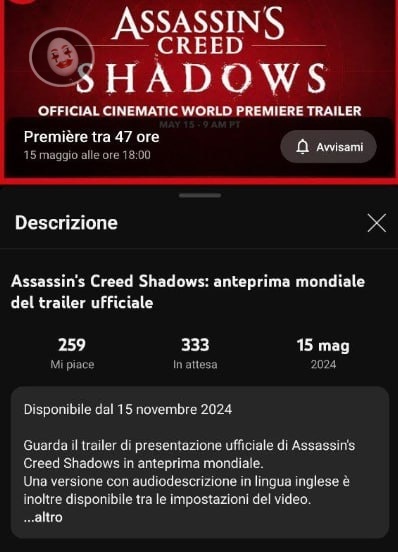 Assassin's Creed: Shadows  15   PC, PS5  Xbox Series       YouTube , , YouTube, , , 
