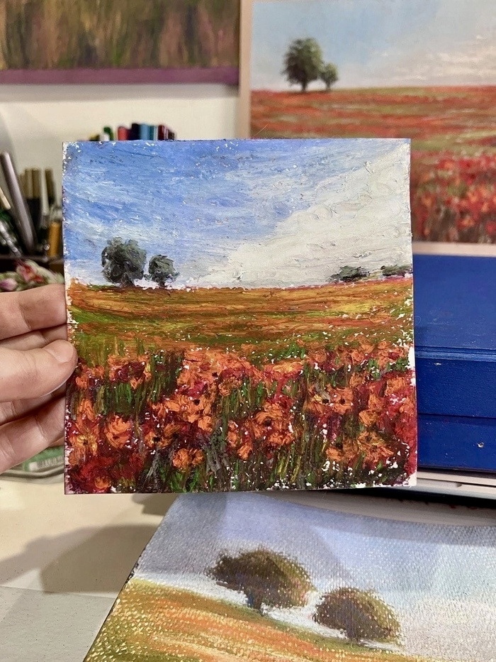 Масляная пастель. Вот тут на бумагу пофиг, лишь бы не мялась