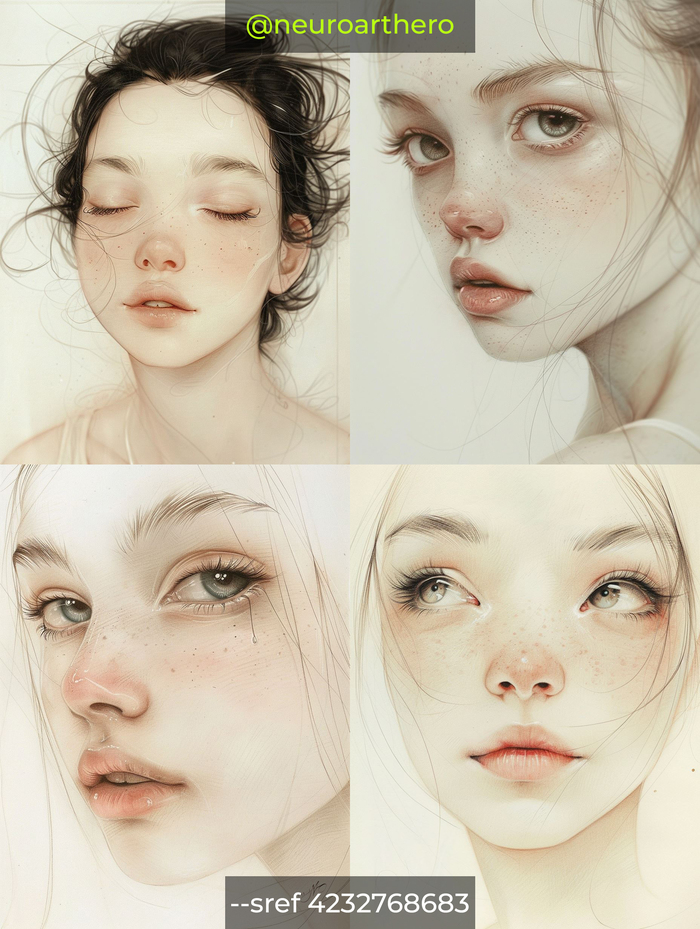 female face --ar 3:4 --sref 4232768683