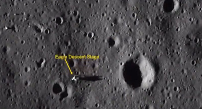 Снимок места посадки американского посадочного модуля одной из миссий "Аполлон", сделанный индийской межпланетной станцией Chandrayaan 2
