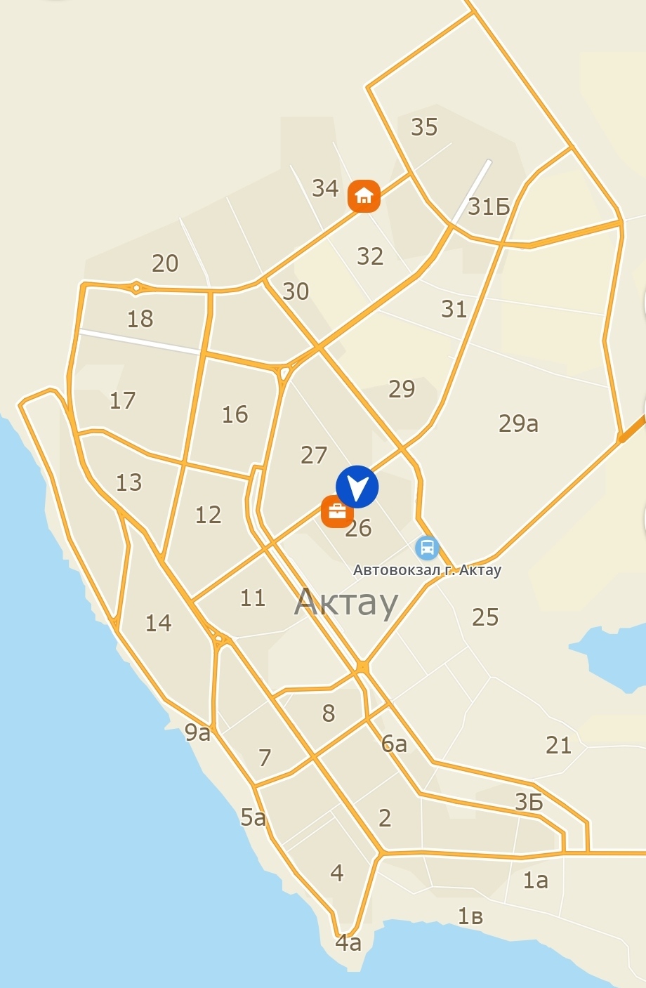 Спутниковая карта города Актау в Казахстане с микрорайонами | Карты городов России и мира