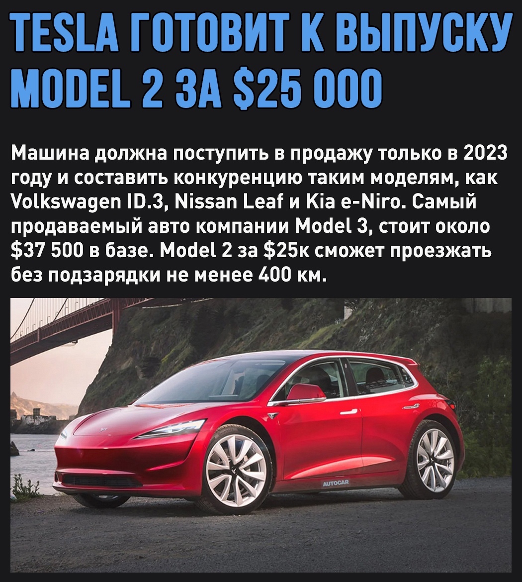 Самую дешевую Tesla назовут Model 2 | Пикабу