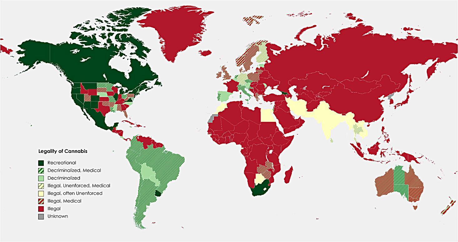 Актуальная карта легализации марихуаны в мире Пикабу
