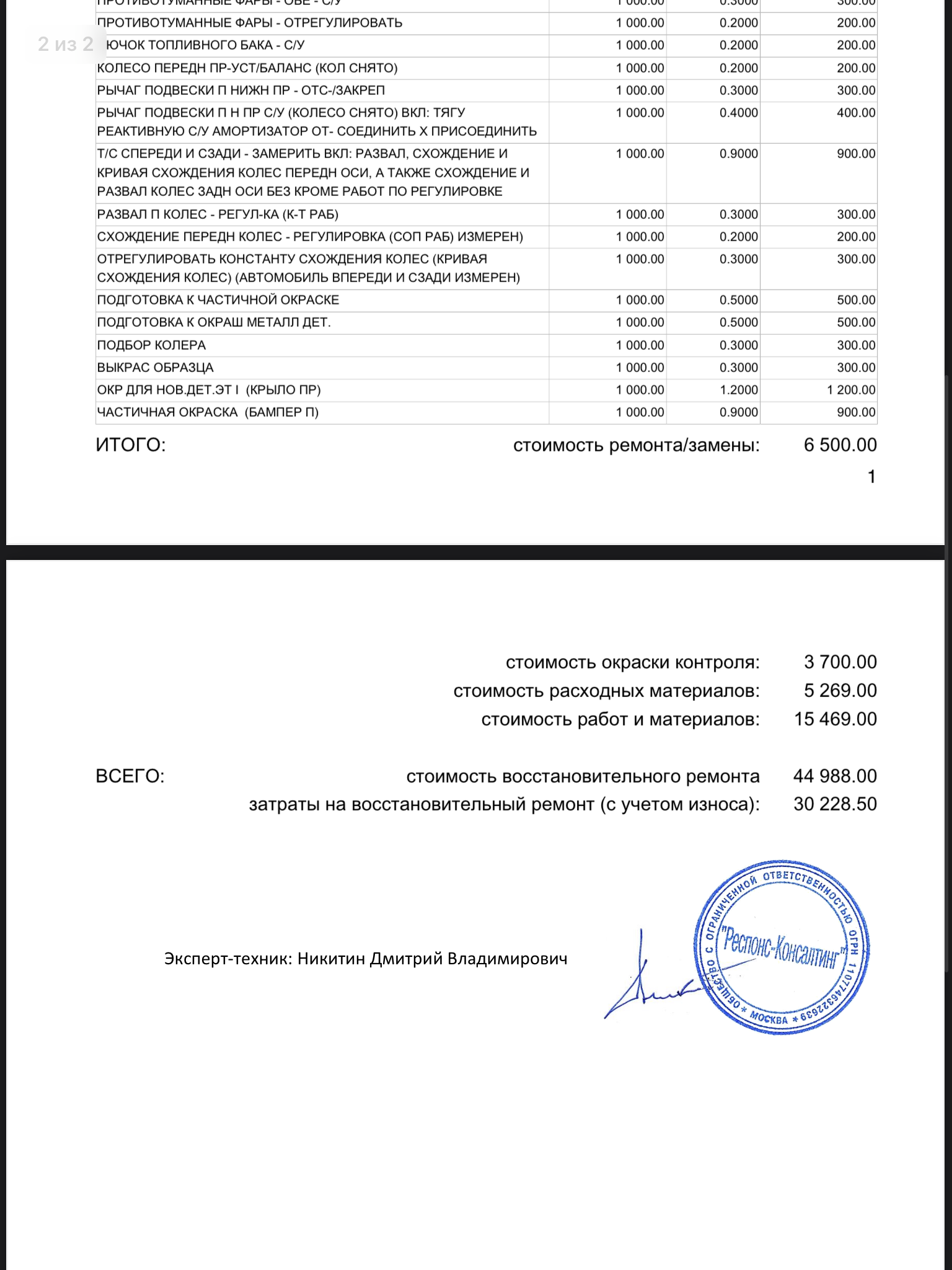 Махинации при расчете ремонта от 