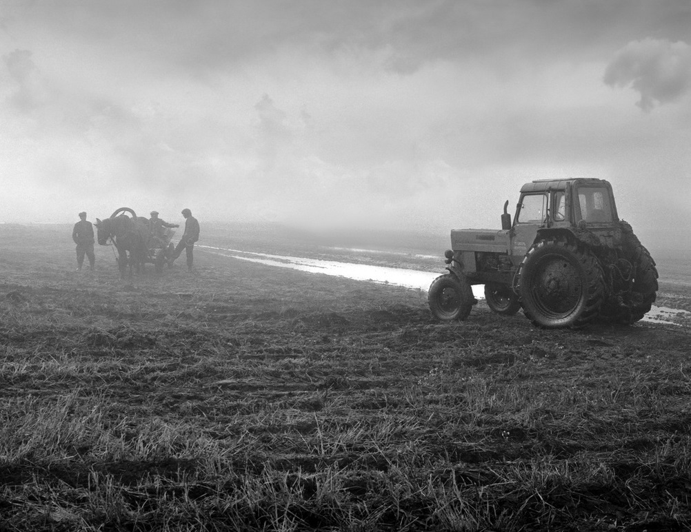 Фото трактора туман