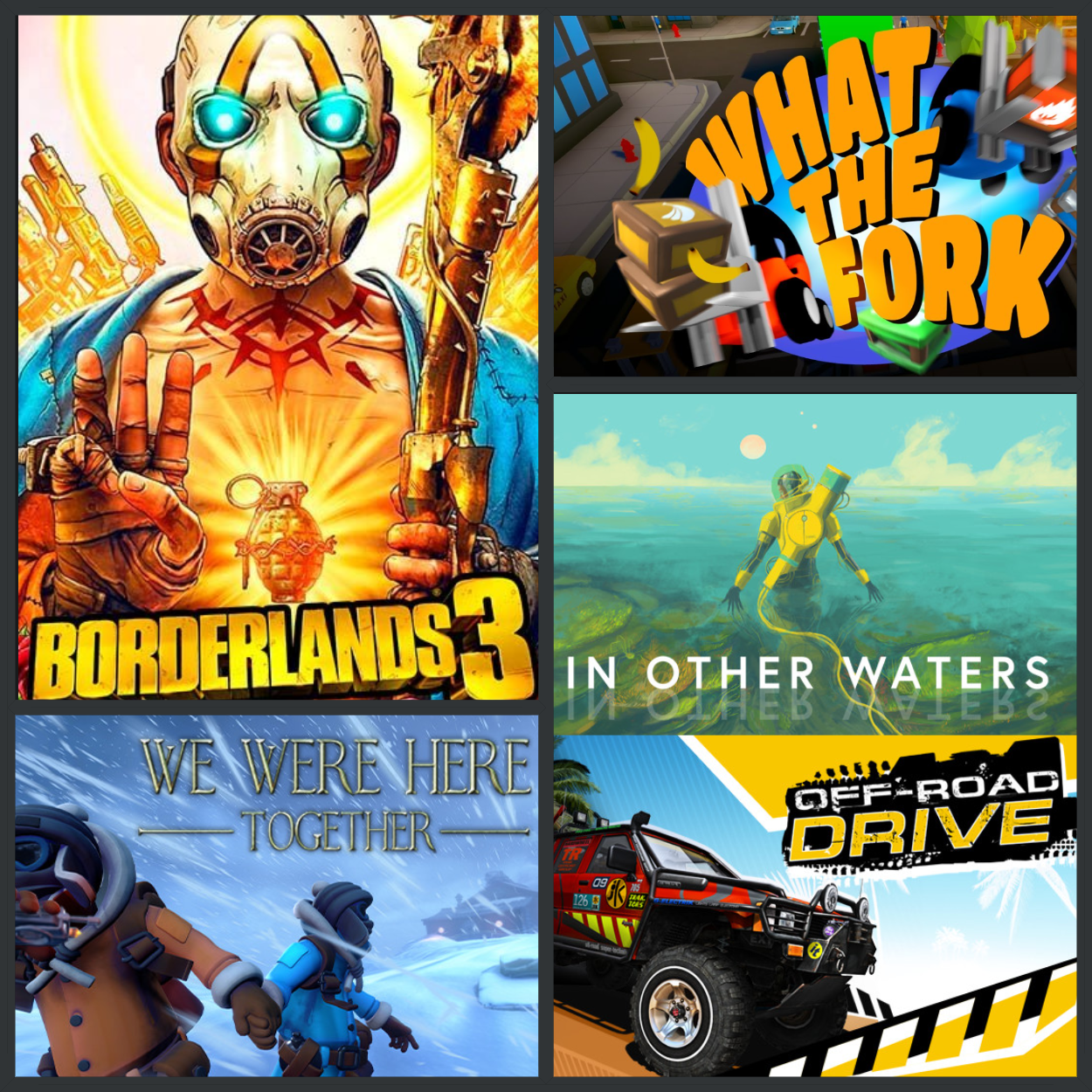 Розыгрыш What the fork, We Were Here Together, In Other Waters, Off-Road  Drive и Borderlands 3 | Пикабу