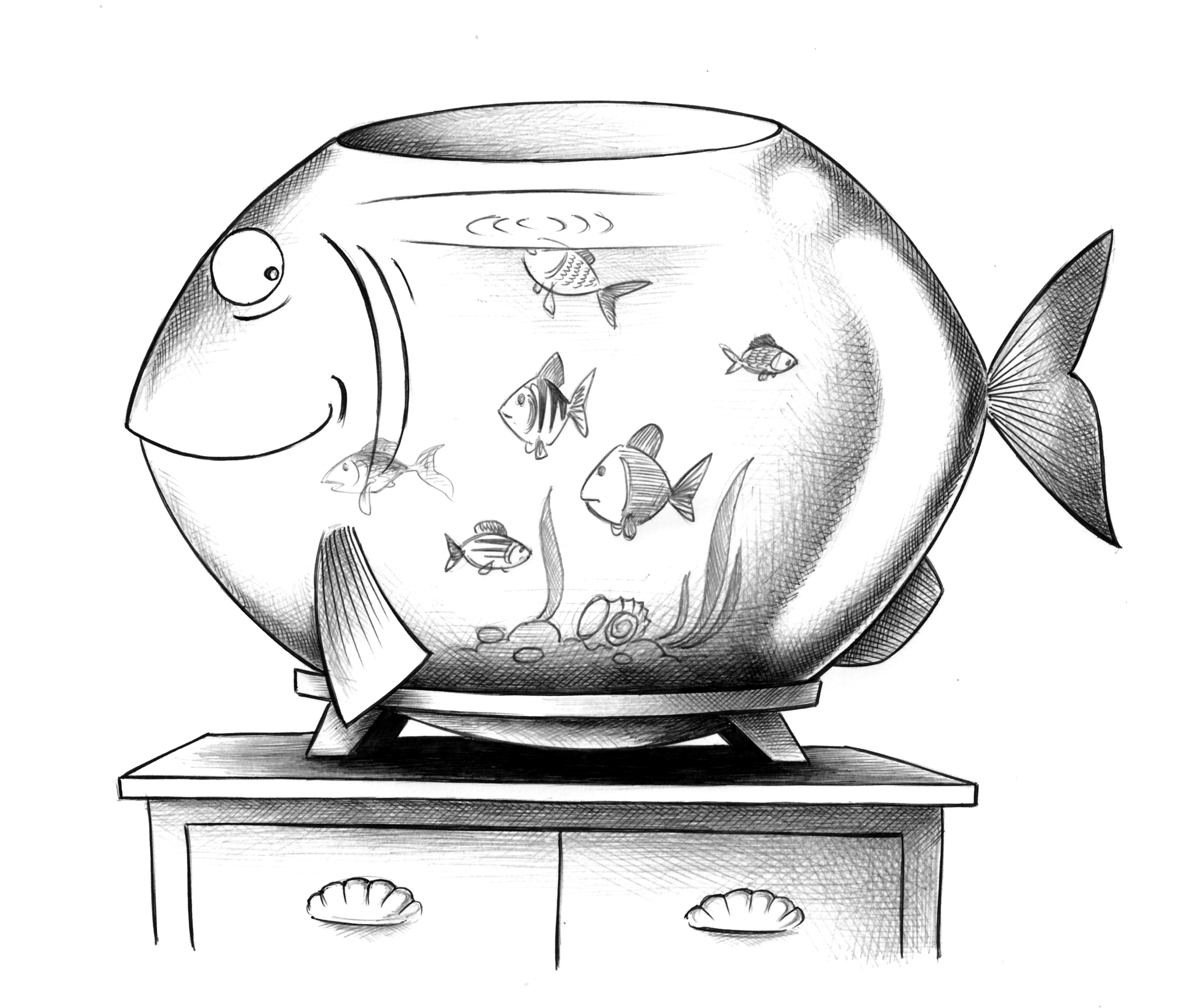 Карикатура аквариум рыбки