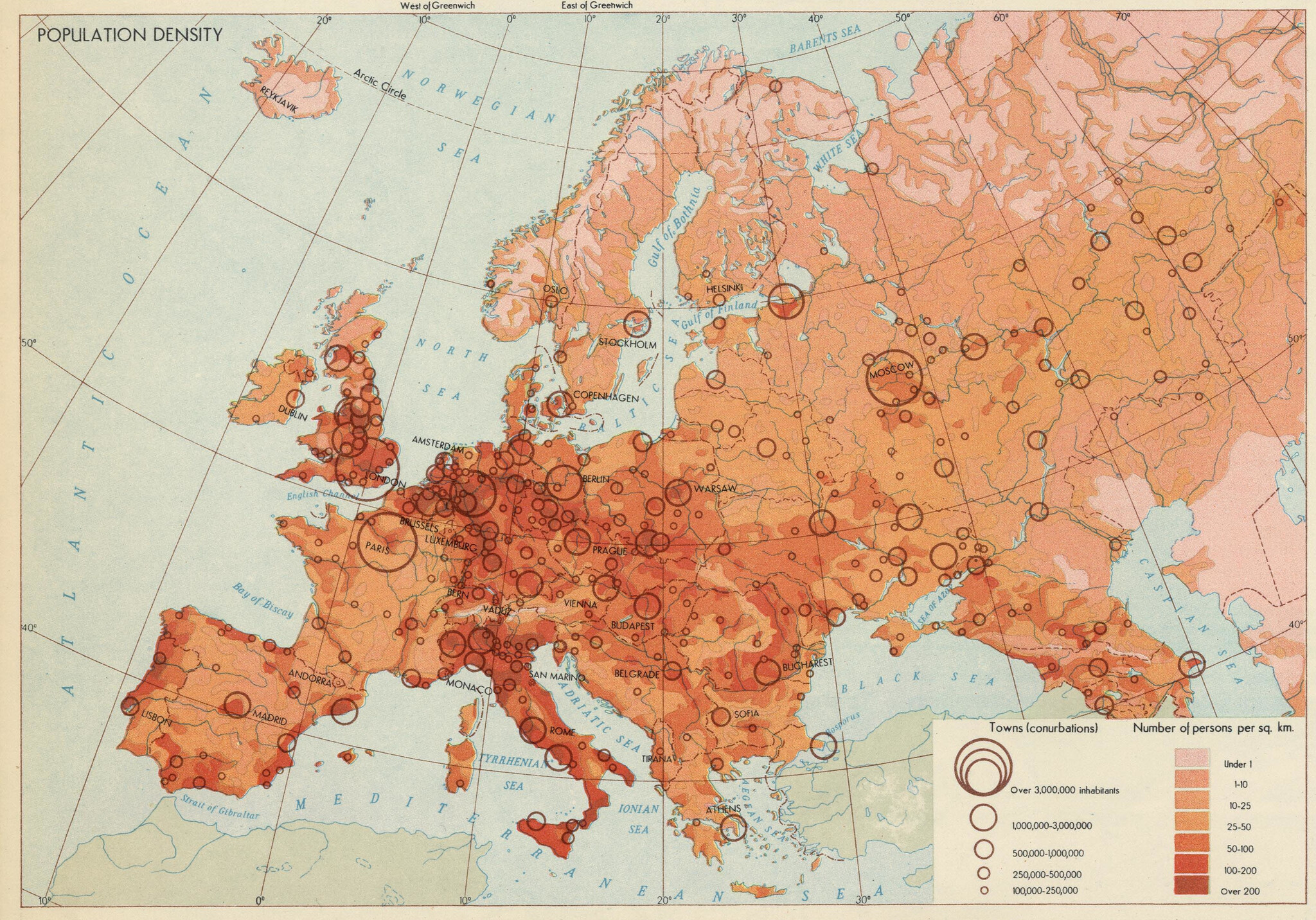 Карта населения европы