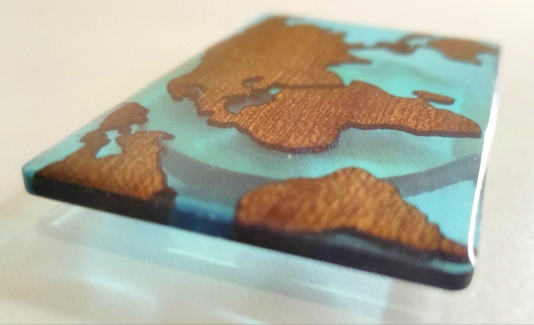 А как вам эпоксидная визитка с NFC чипом "Карта мира"? | Пикабу