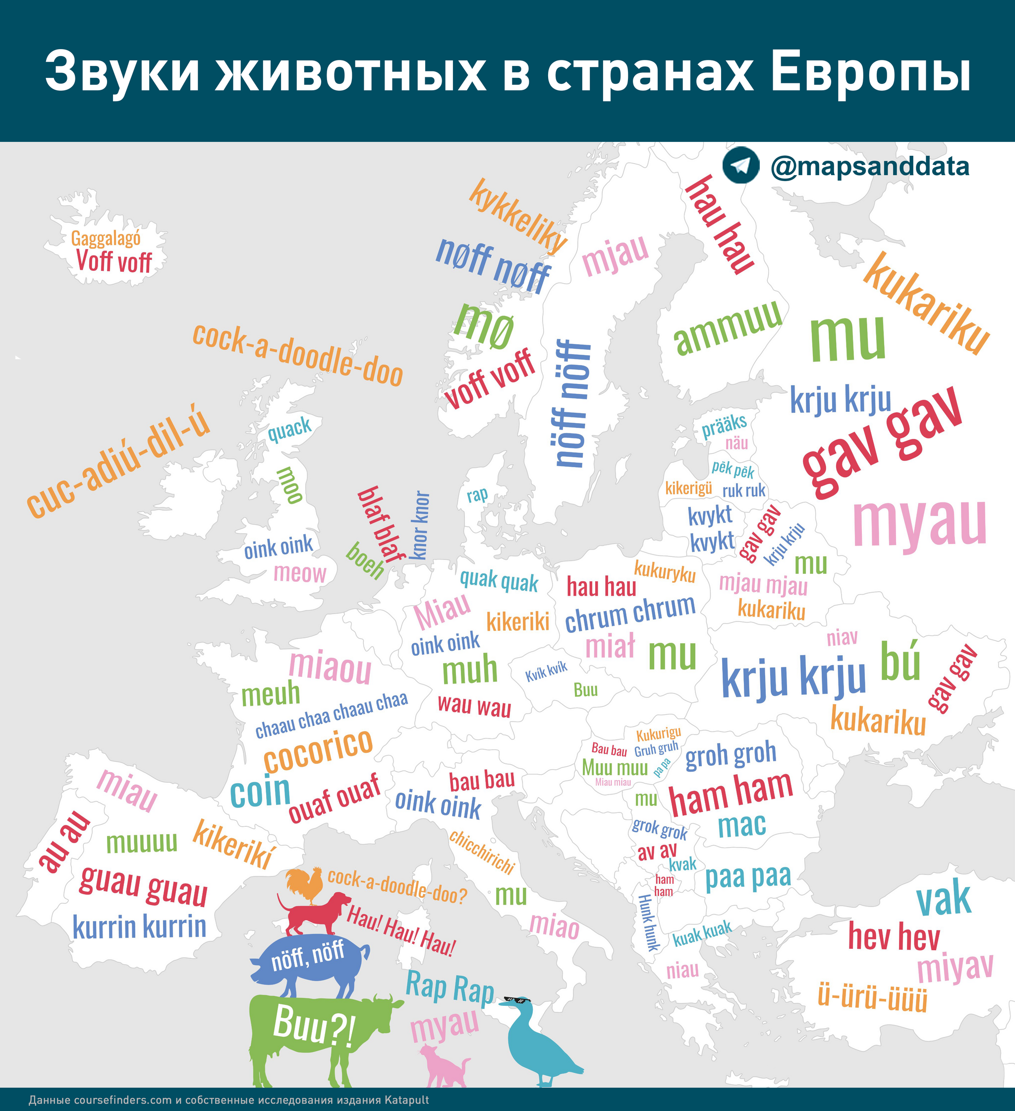 Как «говорят» домашние животные в разных странах Европы | Пикабу