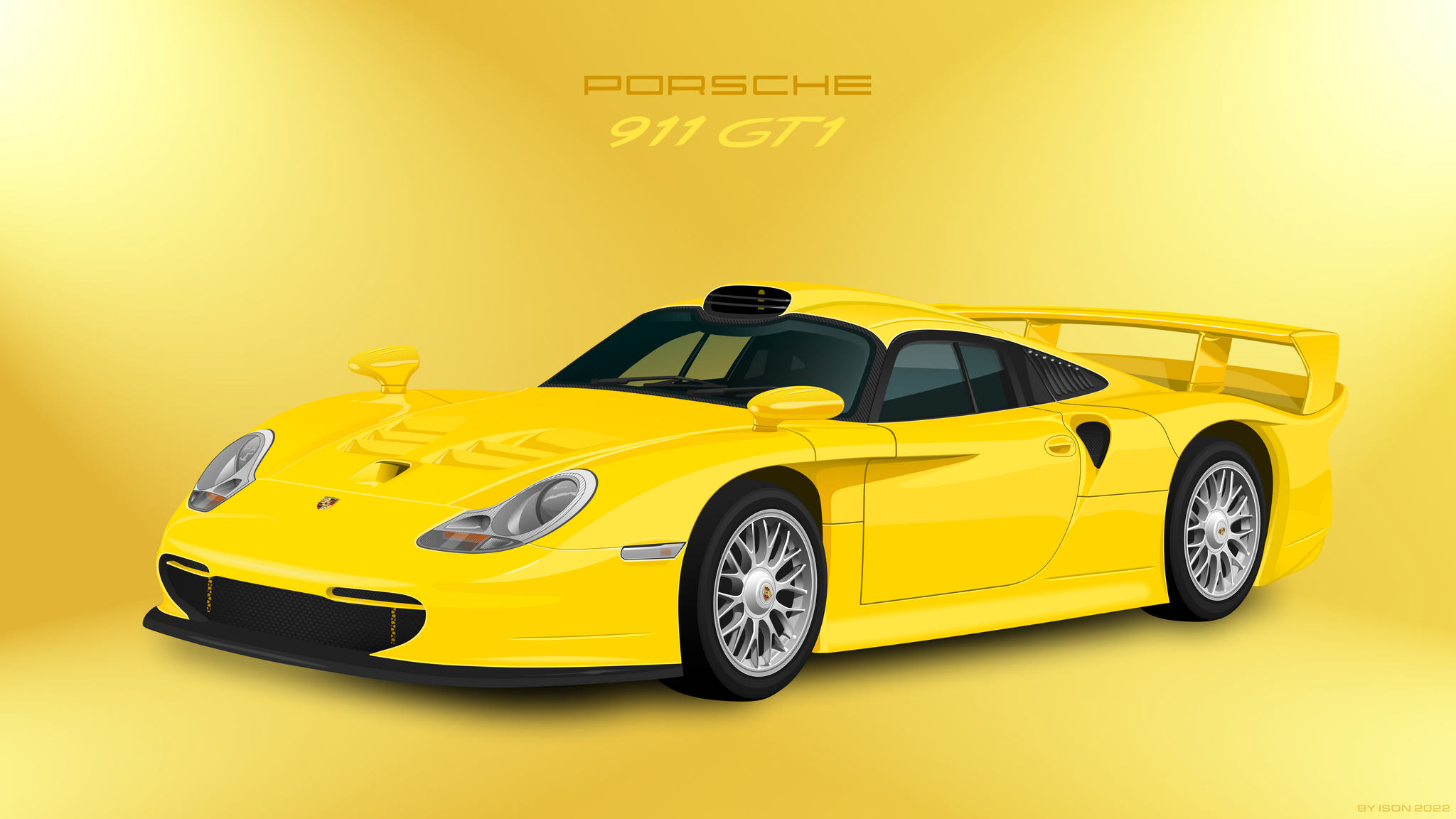 Porsche 911 GT1 Strassenversion Векторный рисунок | Пикабу