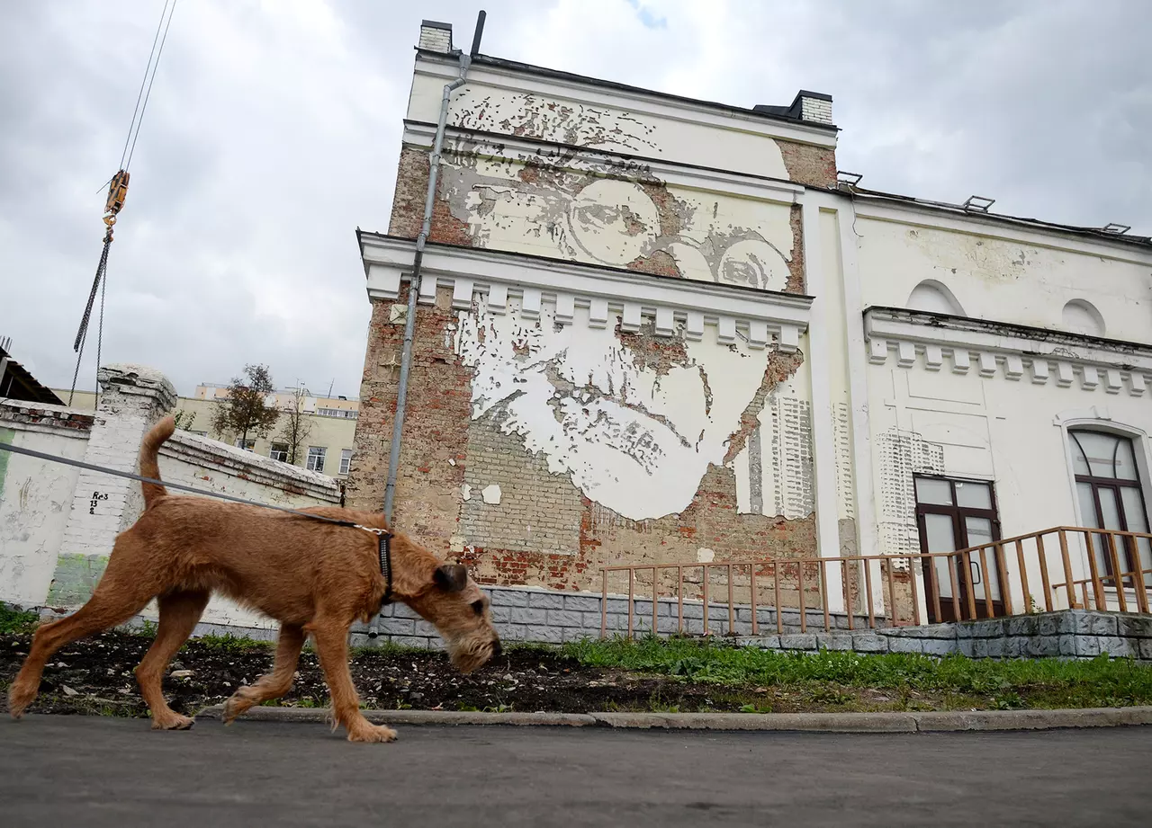 Стену с портретом Германа Гессе в Москве перенесли со здания, которое идет  под снос | Пикабу