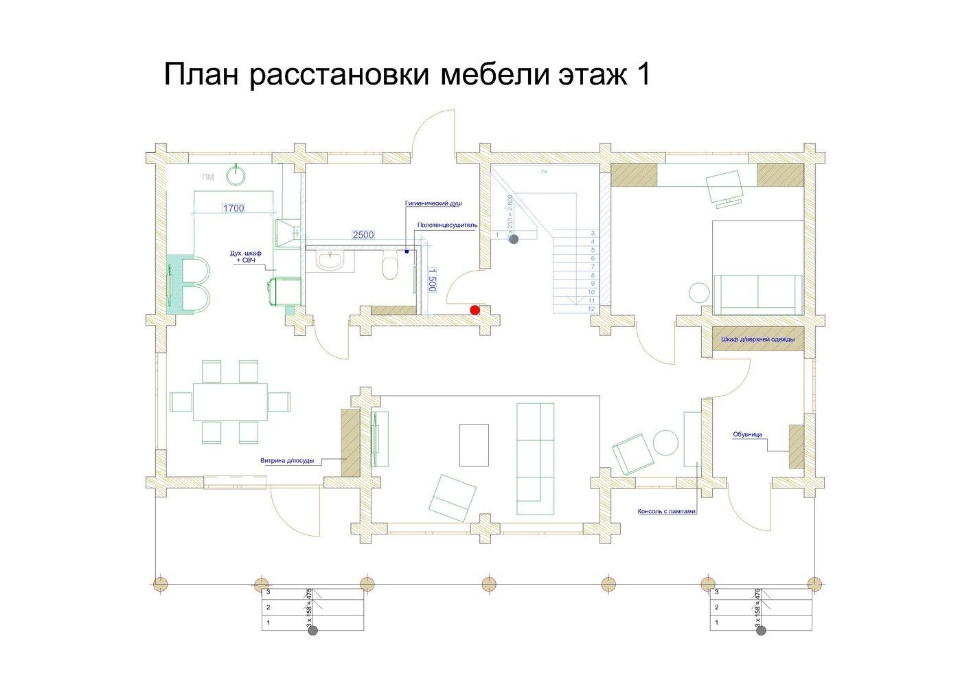 Бревенчатый дом с двусветной гостиной и тремя спальнями | Пикабу