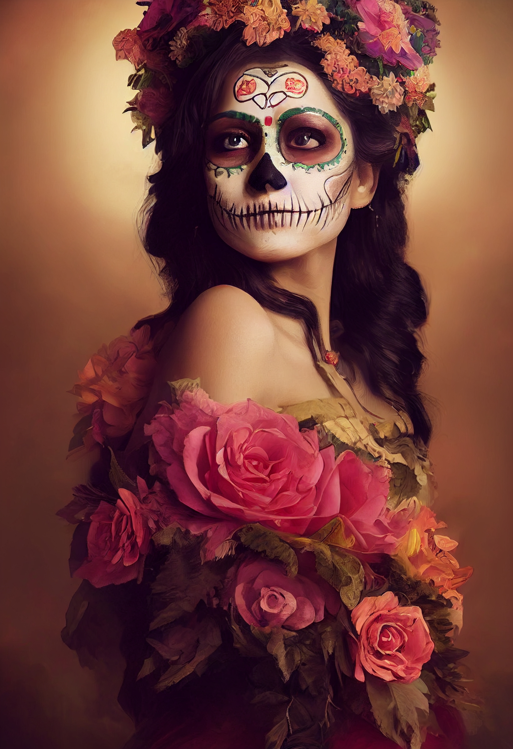 Мексиканский день мертвых боди арт