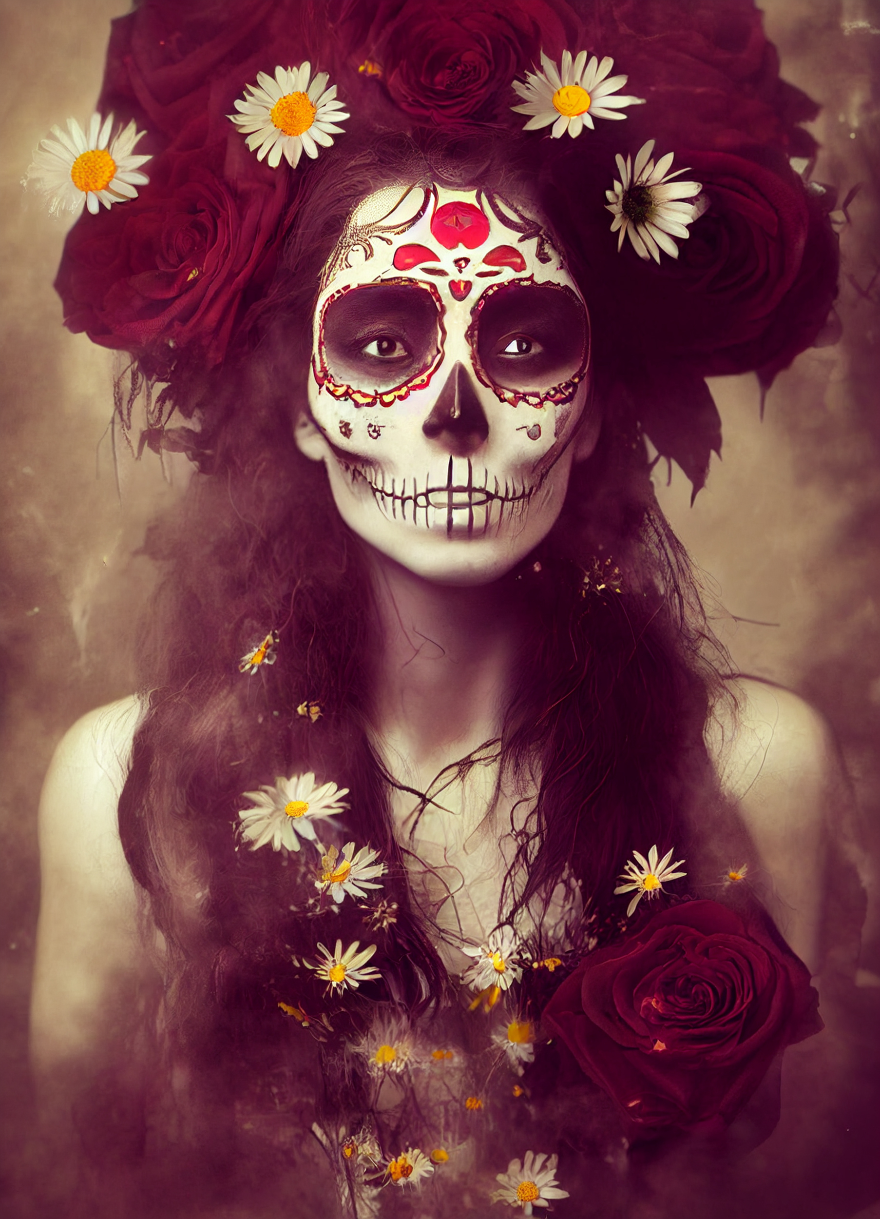 Мексиканский день мертвых боди арт
