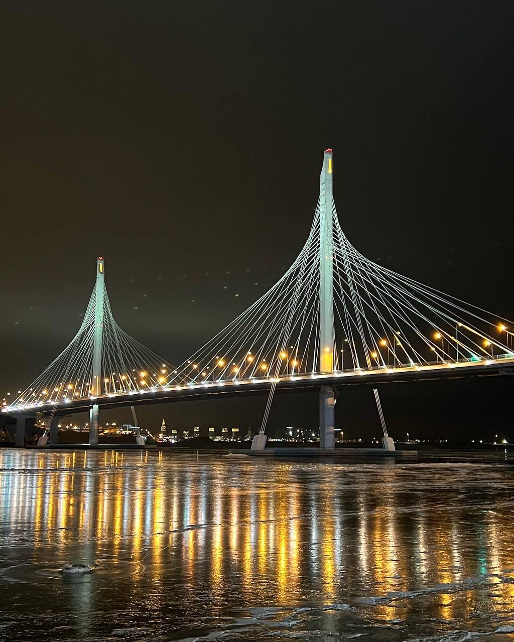 вантовый мост санкт петербург фото ночь