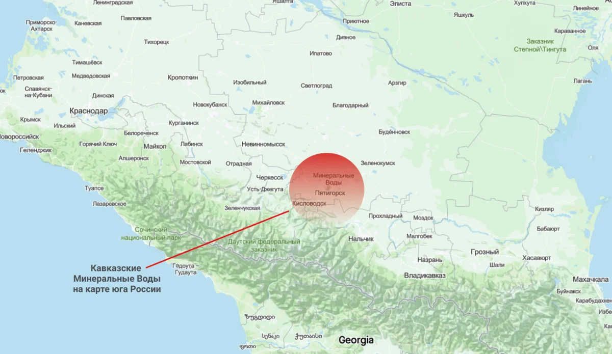 Карта курортов Кавказских Минеральных Вод