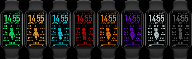 Циферблаты ми 8. Xiaomi band 7 циферблат fallout. mi band 8 циферблаты pip boy. ми бэнд 7 циферблаты фоллаут.