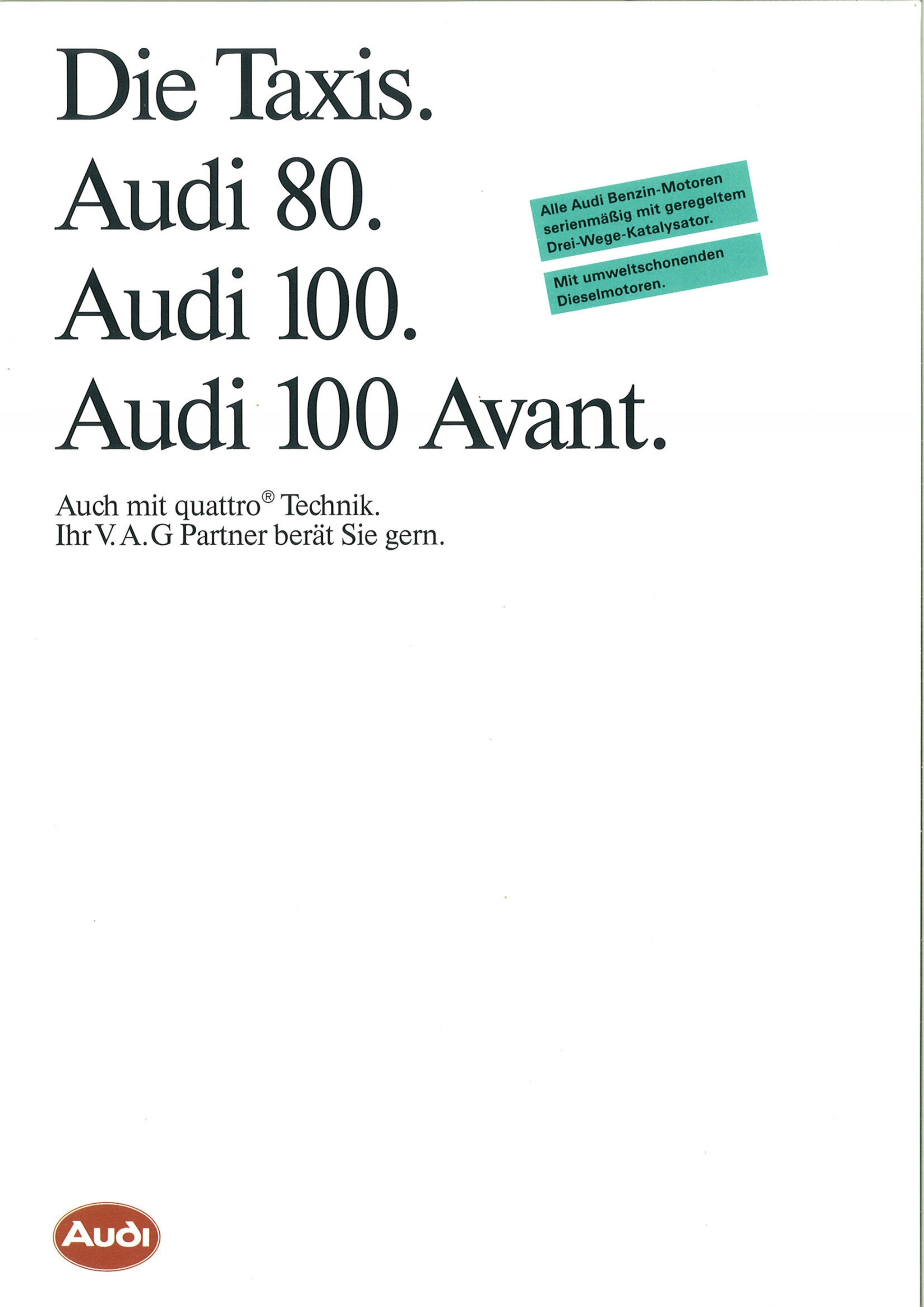 Брошюра автомобилей такси от Audi за 1990 год | Пикабу