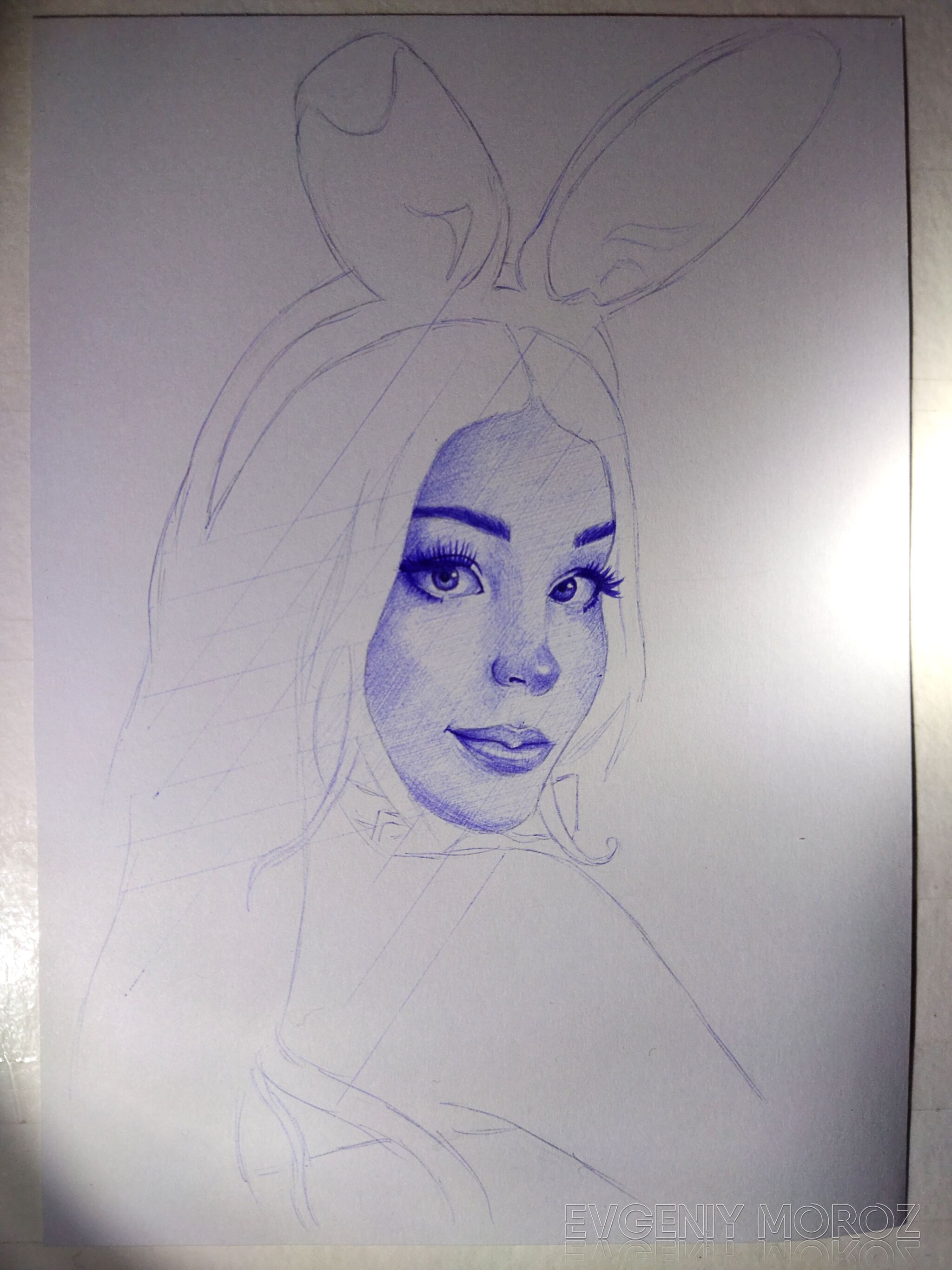 Зайка. Рисунок ручкой | Пикабу