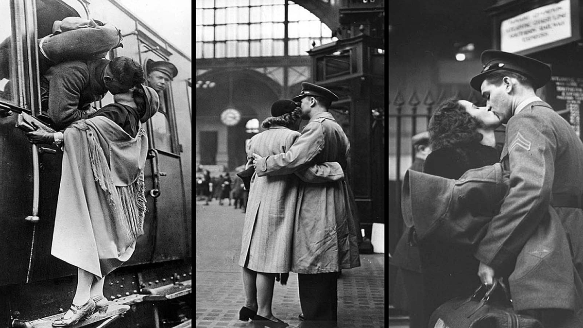 Любовь во время войны: Старинные фотографии солдат и последние поцелуи |  Пикабу