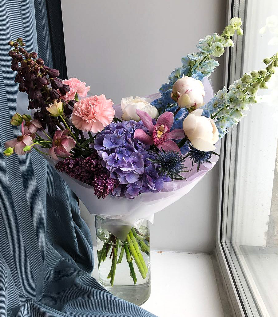 Букет в сине-фиолетовый тонах | Пикабу