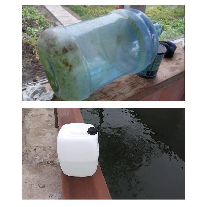 Как отмыть канистру от зеленого налета после воды | Пикабу